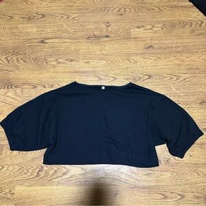 Ilana Kohn Black Crop Top cotton size XS 3/4 sleeve French terry